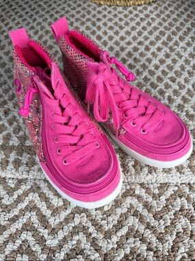 Kids Pink Glitter High-Top Sneakers